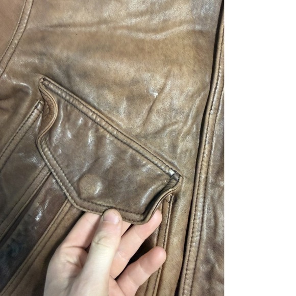 Vintage G III Brown Leather Bomber Jacket Mens Aviator Flight Coat Map Lining - Picture 4 of 10